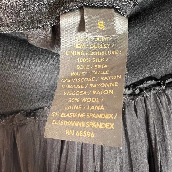 Donna Karan Collection Silk Midi Skirt S Black Bronze Hem Fold Over Waist EUC! - Picture 9 of 9